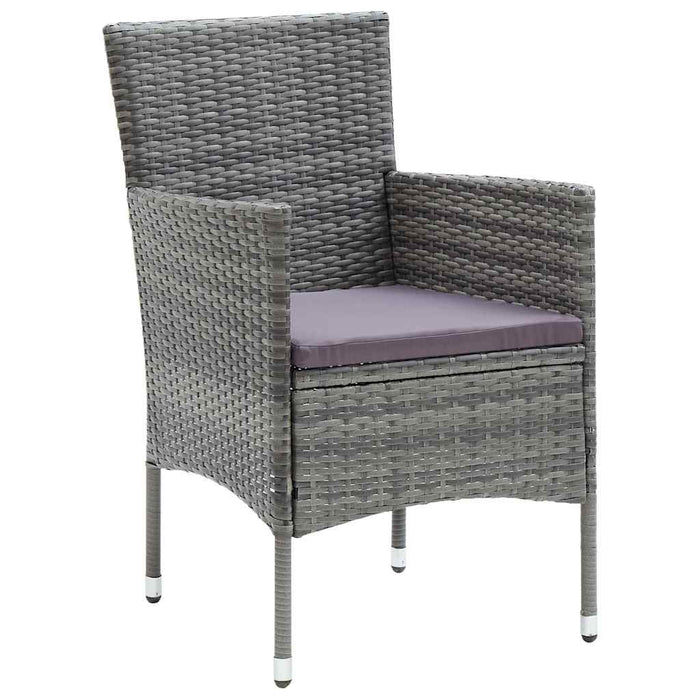 Set de masă pentru grădină cu pernă 5 pcs Gri poliratan - WALTI WALTI