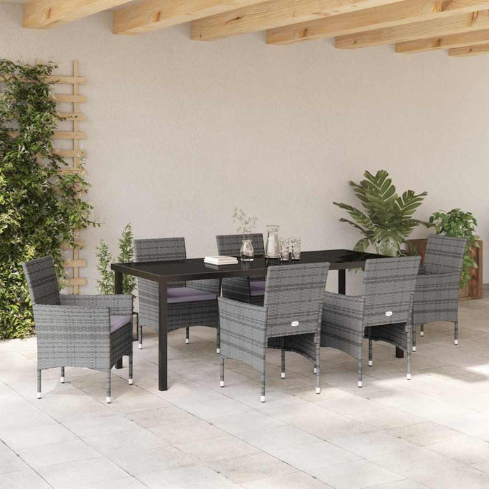 Set de masă pentru grădină cu pernă 7 pcs Gri poliratan - WALTI WALTI