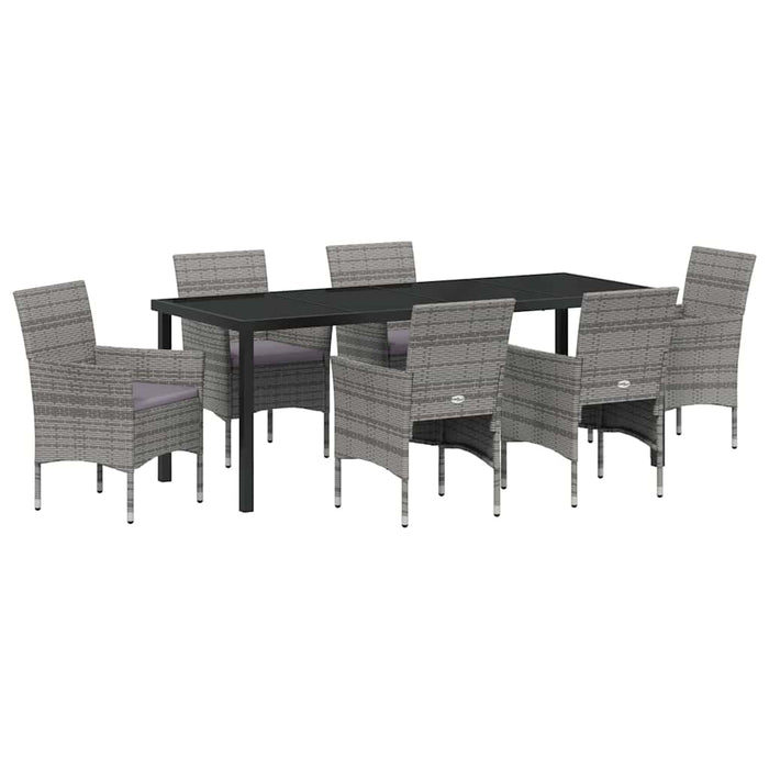 Set de masă pentru grădină cu pernă 7 pcs Gri poliratan - WALTI WALTI