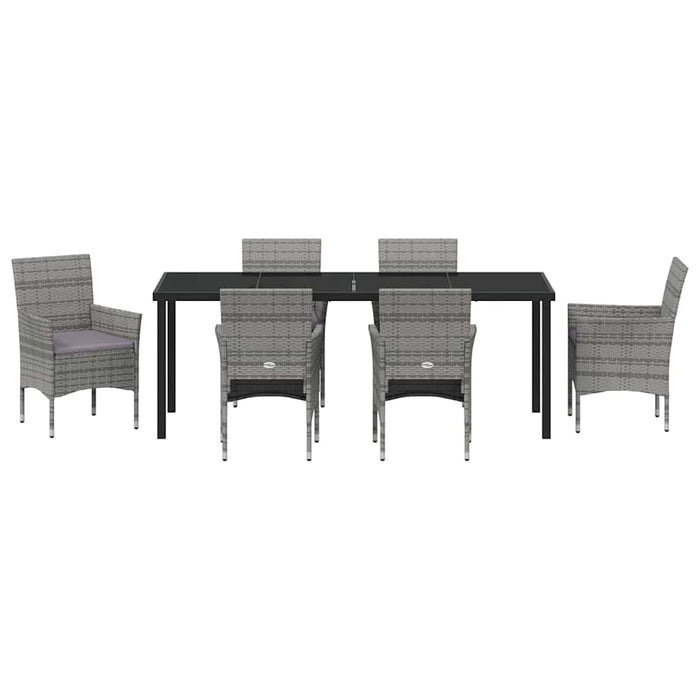 Set de masă pentru grădină cu pernă 7 pcs Gri poliratan - WALTI WALTI