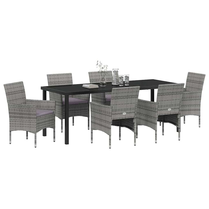 Set de masă pentru grădină cu pernă 7 pcs Gri poliratan - WALTI WALTI