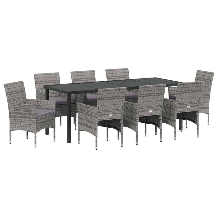 Set de masă pentru grădină cu pernă 9 pcs Gri poliratan - WALTI WALTI
