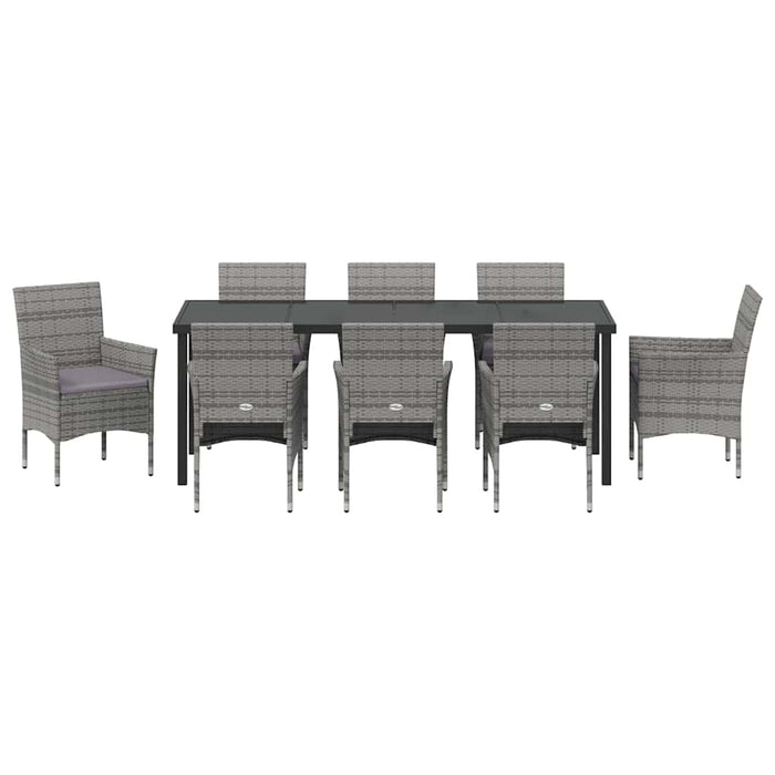 Set de masă pentru grădină cu pernă 9 pcs Gri poliratan - WALTI WALTI