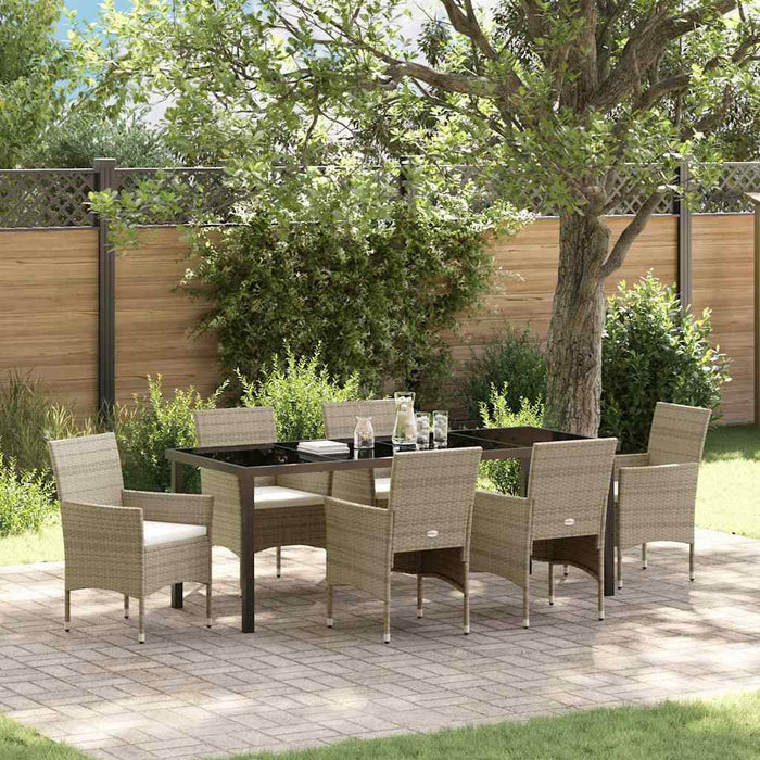 Set de masă pentru grădină cu pernă 7 pcs Bej poliratan - WALTI WALTI