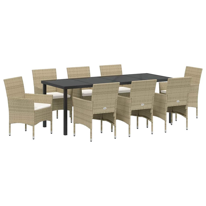 Set de masă pentru grădină cu pernă 9 pcs Bej poliratan - WALTI WALTI