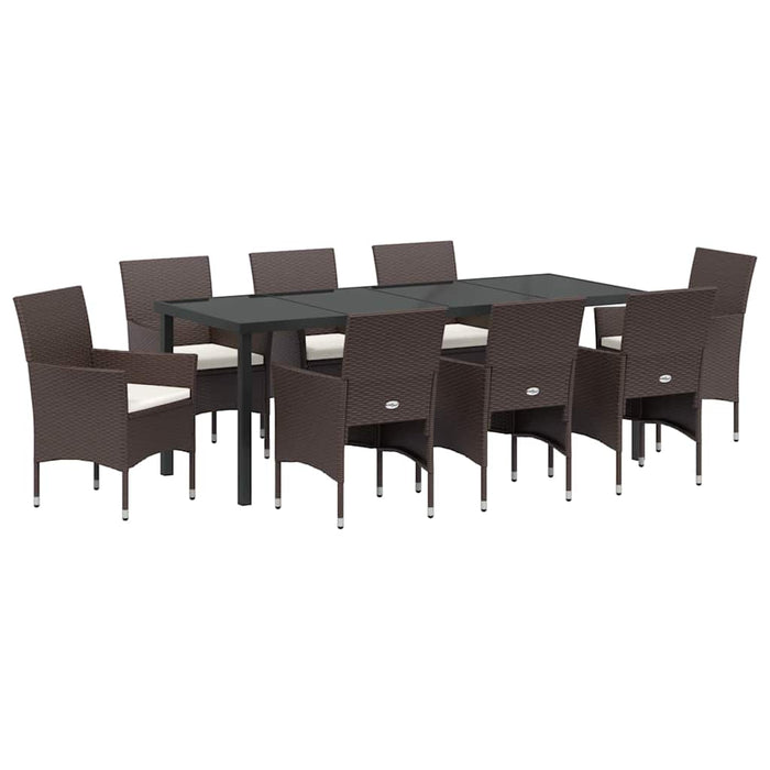 Set de masă pentru grădină cu pernă 9 pcs Maro poliratan - WALTI WALTI