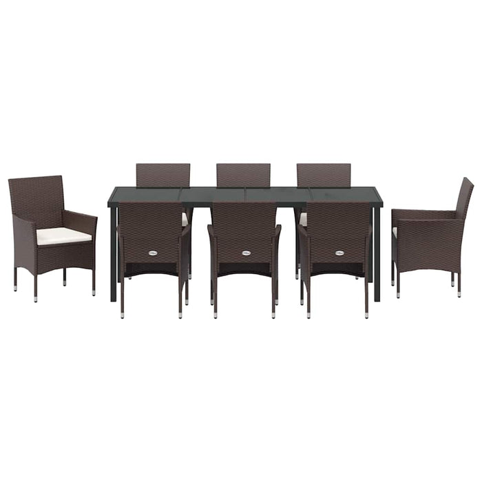 Set de masă pentru grădină cu pernă 9 pcs Maro poliratan - WALTI WALTI