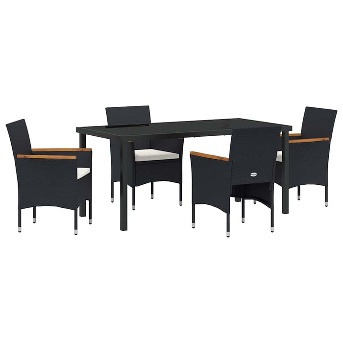 Set de masă pentru grădină cu pernă 5 pcs Negru poliratan - WALTI WALTI