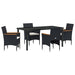 Set de masă pentru grădină cu pernă 5 pcs Negru poliratan - WALTI WALTI