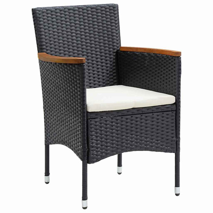 Set de masă pentru grădină cu pernă 5 pcs Negru poliratan - WALTI WALTI