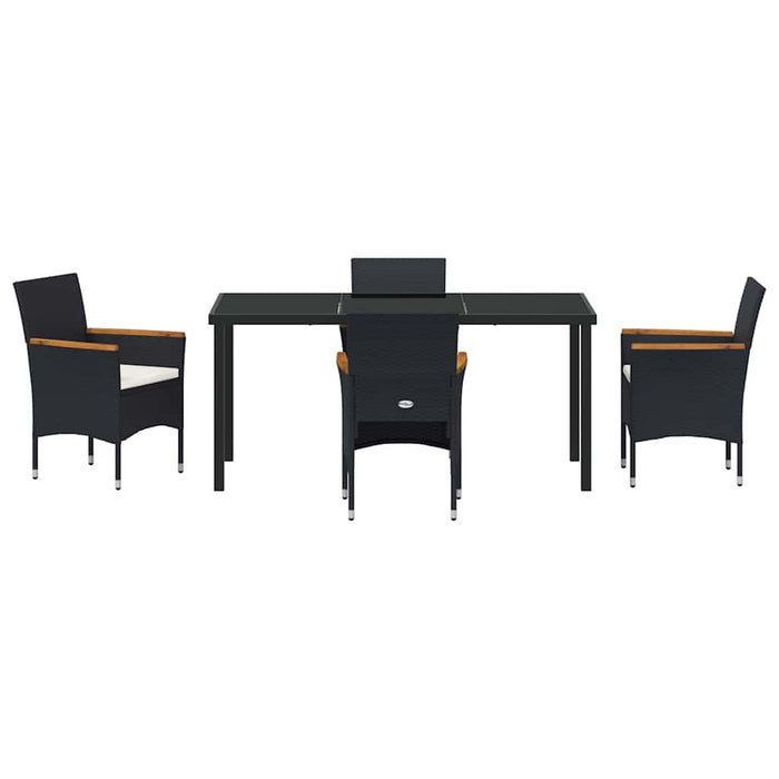 Set de masă pentru grădină cu pernă 5 pcs Negru poliratan - WALTI WALTI