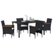 Set de masă pentru grădină cu pernă 5 pcs Negru poliratan - WALTI WALTI