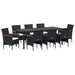 Set de masă pentru grădină cu pernă 9 pcs Negru poliratan - WALTI WALTI