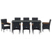 Set de masă pentru grădină cu pernă 9 pcs Negru poliratan - WALTI WALTI