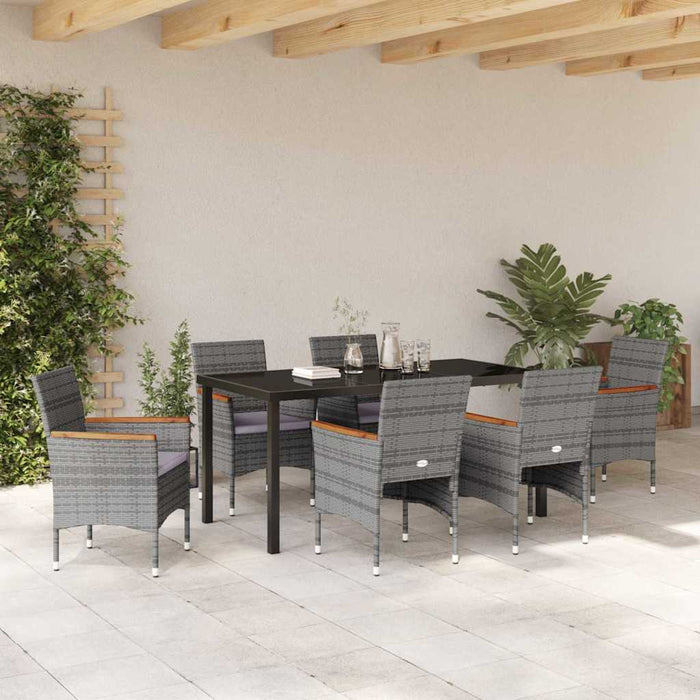 Set de masă pentru grădină cu pernă 7 pcs Gri poliratan - WALTI WALTI
