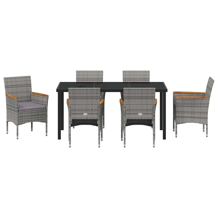 Set de masă pentru grădină cu pernă 7 pcs Gri poliratan - WALTI WALTI