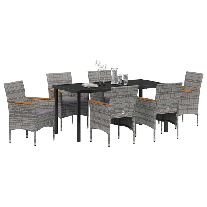 Set de masă pentru grădină cu pernă 7 pcs Gri poliratan - WALTI WALTI