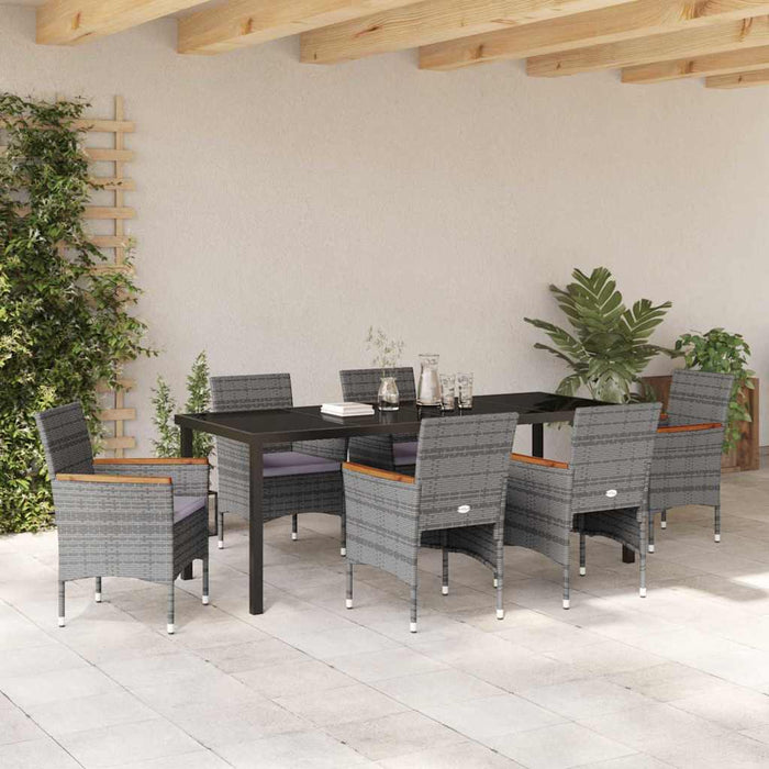 Set de masă pentru grădină cu pernă 7 pcs Gri poliratan - WALTI WALTI