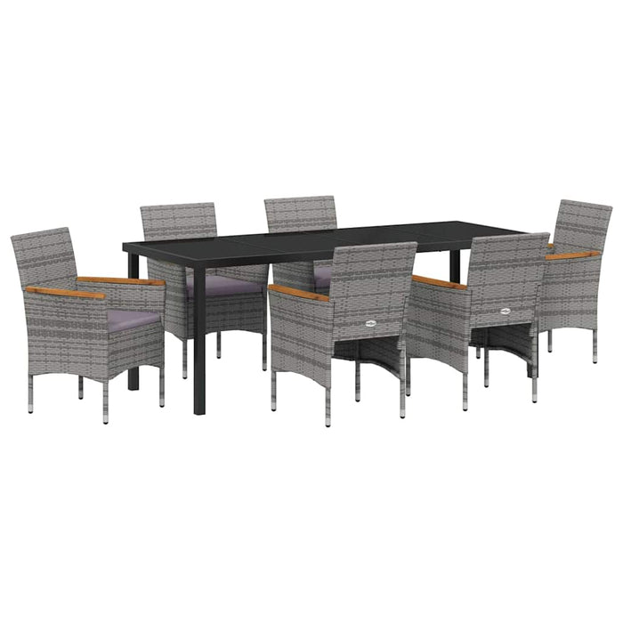 Set de masă pentru grădină cu pernă 7 pcs Gri poliratan - WALTI WALTI