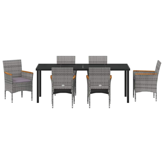 Set de masă pentru grădină cu pernă 7 pcs Gri poliratan - WALTI WALTI