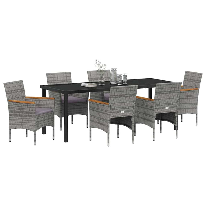 Set de masă pentru grădină cu pernă 7 pcs Gri poliratan - WALTI WALTI