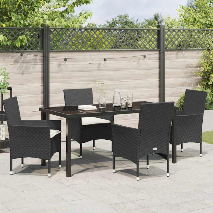 Set de masă pentru grădină cu pernă 5 pcs Negru poliratan - WALTI WALTI