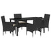 Set de masă pentru grădină cu pernă 5 pcs Negru poliratan - WALTI WALTI