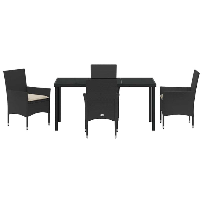 Set de masă pentru grădină cu pernă 5 pcs Negru poliratan - WALTI WALTI