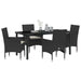 Set de masă pentru grădină cu pernă 5 pcs Negru poliratan - WALTI WALTI