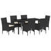Set de masă pentru grădină cu pernă 7 pcs Negru poliratan - WALTI WALTI