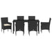 Set de masă pentru grădină cu pernă 7 pcs Negru poliratan - WALTI WALTI