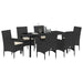 Set de masă pentru grădină cu pernă 7 pcs Negru poliratan - WALTI WALTI