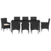 Set de masă pentru grădină cu pernă 9 pcs Negru poliratan - WALTI WALTI