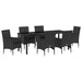 Set de masă pentru grădină cu pernă 7 pcs Negru poliratan - WALTI WALTI