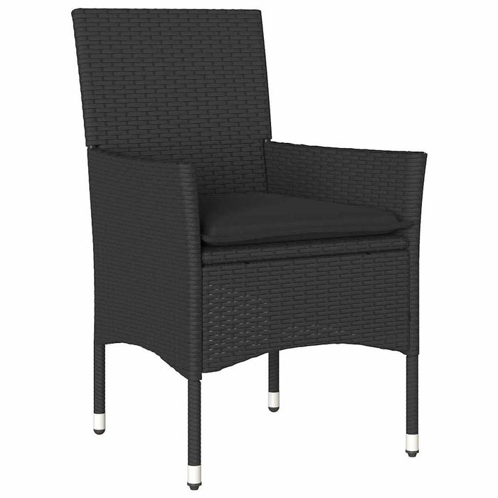 Set de masă pentru grădină cu pernă 7 pcs Negru poliratan - WALTI WALTI