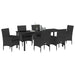 Set de masă pentru grădină cu pernă 7 pcs Negru poliratan - WALTI WALTI