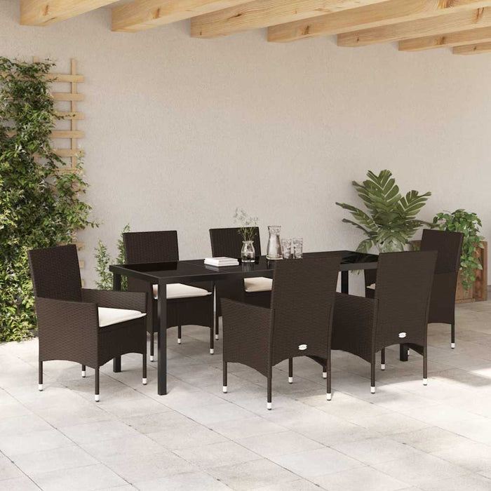 Set de masă pentru grădină cu pernă 7 pcs Maro poliratan - WALTI WALTI