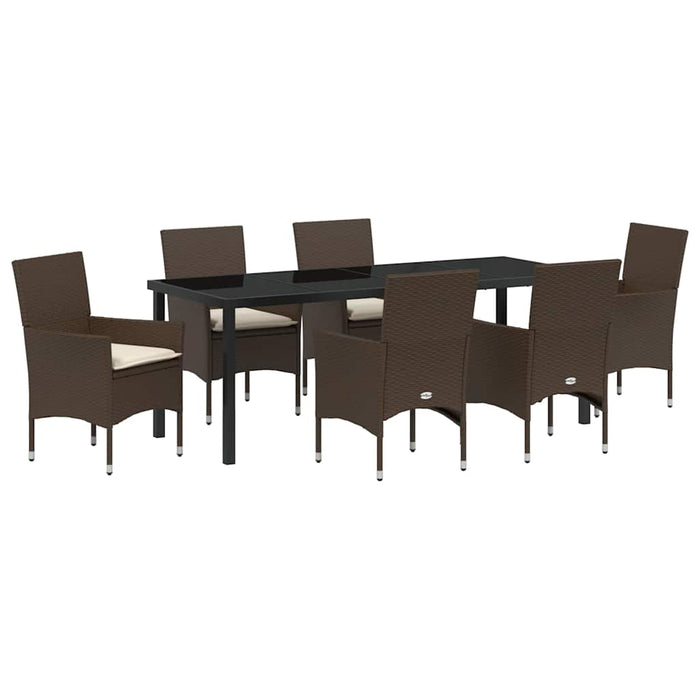 Set de masă pentru grădină cu pernă 7 pcs Maro poliratan - WALTI WALTI