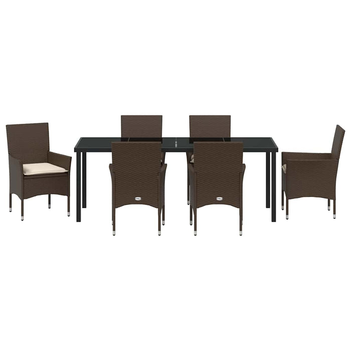 Set de masă pentru grădină cu pernă 7 pcs Maro poliratan - WALTI WALTI
