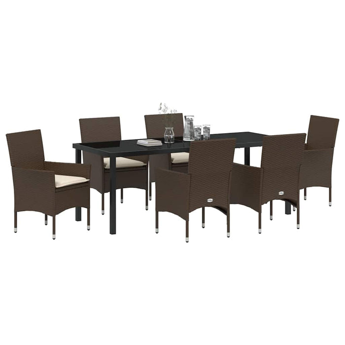 Set de masă pentru grădină cu pernă 7 pcs Maro poliratan - WALTI WALTI