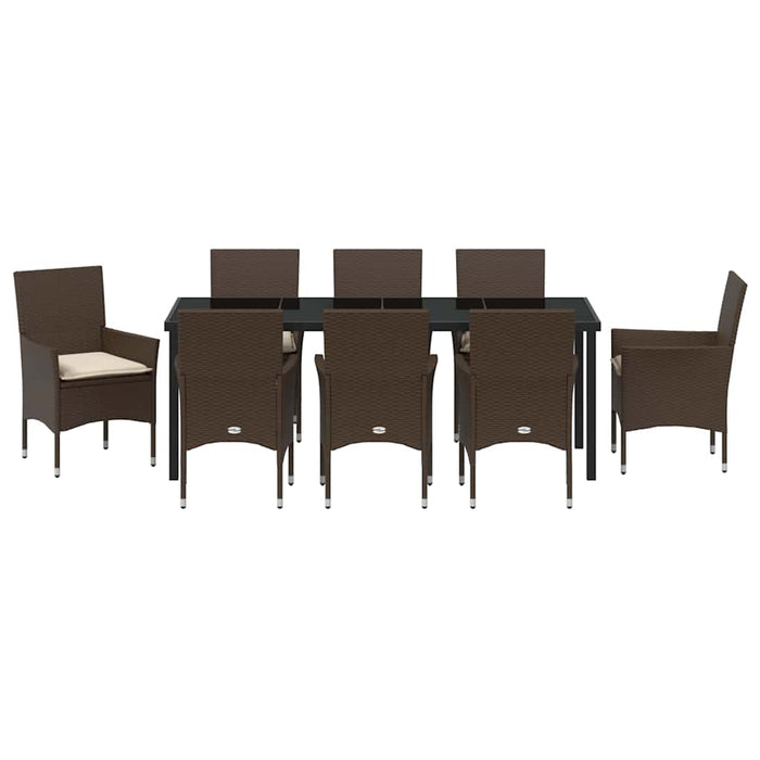 Set de masă pentru grădină cu pernă 9 pcs Maro poliratan - WALTI WALTI