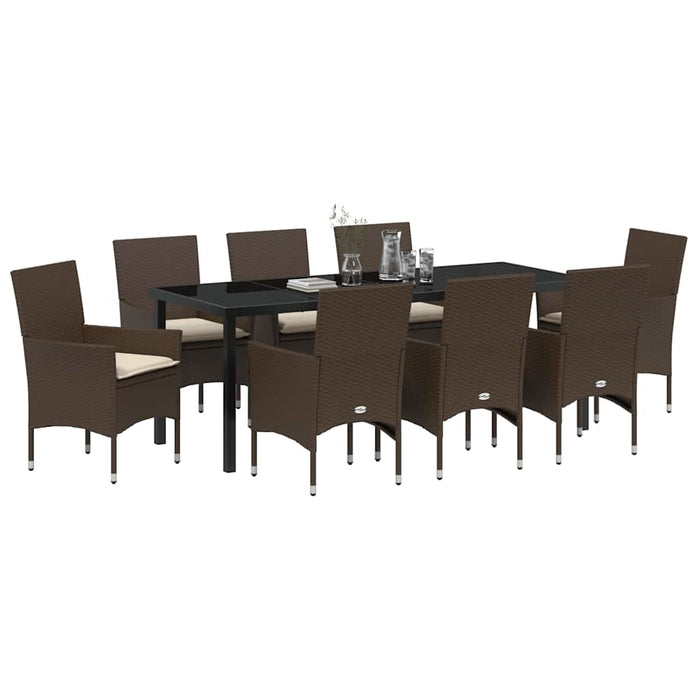 Set de masă pentru grădină cu pernă 9 pcs Maro poliratan - WALTI WALTI