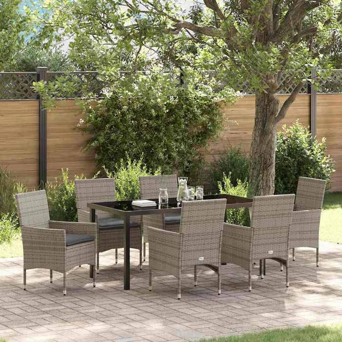 Set de masă pentru grădină cu pernă 7 pcs Gri poliratan - WALTI WALTI