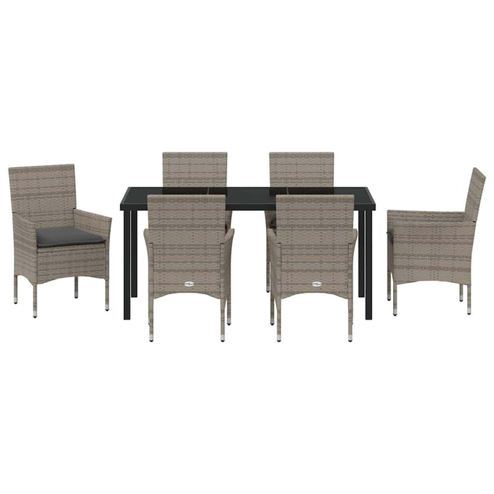 Set de masă pentru grădină cu pernă 7 pcs Gri poliratan - WALTI WALTI