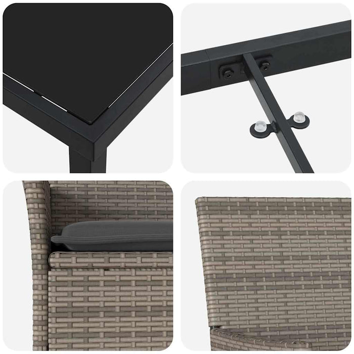 Set de masă pentru grădină cu pernă 7 pcs Gri poliratan - WALTI WALTI