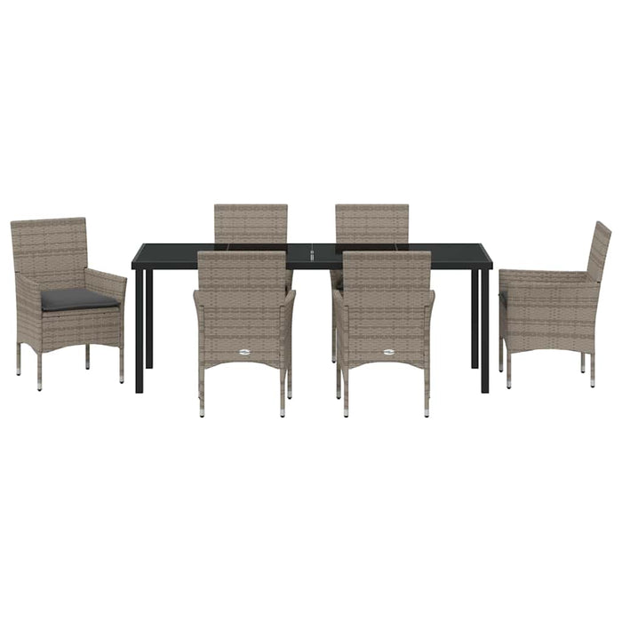 Set de masă pentru grădină cu pernă 7 pcs Gri poliratan - WALTI WALTI