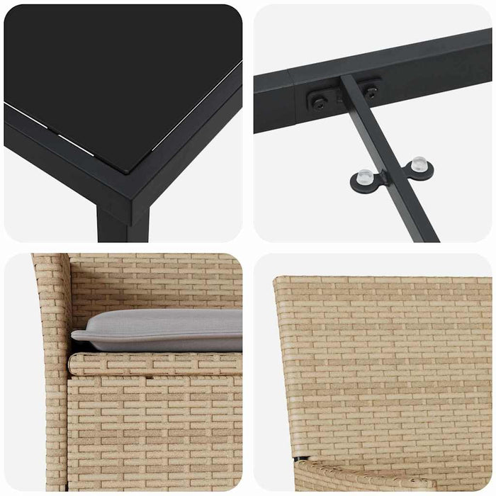 Set de masă pentru grădină cu pernă 9 pcs Bej poliratan - WALTI WALTI