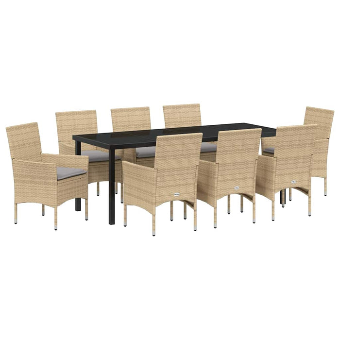 Set de masă pentru grădină cu pernă 9 pcs Bej poliratan - WALTI WALTI