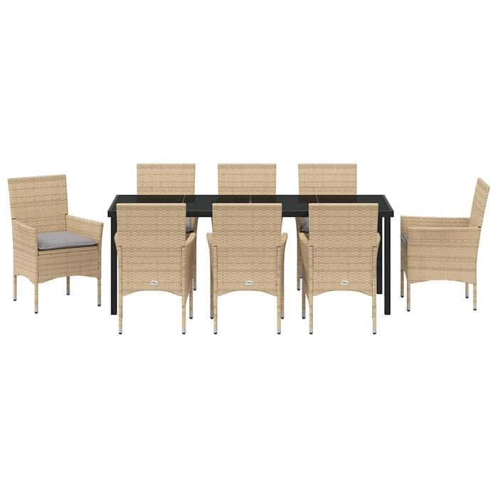 Set de masă pentru grădină cu pernă 9 pcs Bej poliratan - WALTI WALTI