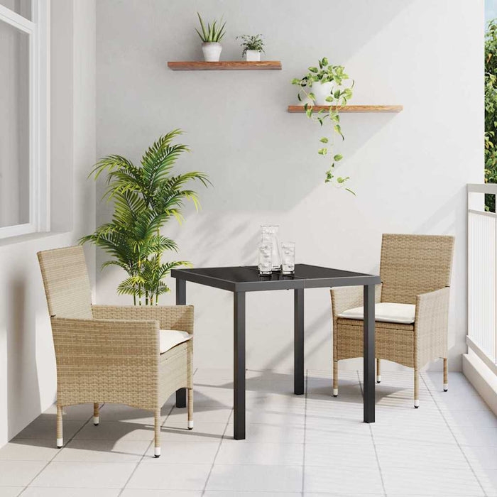Set de dining pentru grădină , 3 piese, cu perne, din rattan poliester, bej - WALTI WALTI